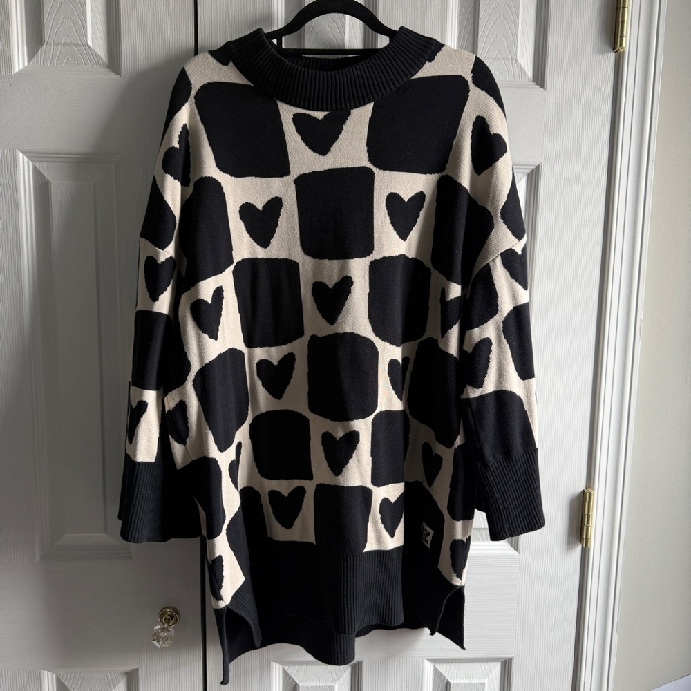 Lucy & Yak Organic Cotton Heart Checker Sweater Dress Tunic M